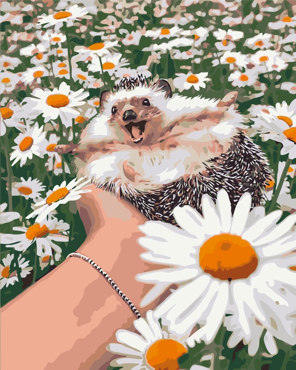 Картина по номерам Ежик в ромашках (40х50 см), бренду Origami - KUBIX