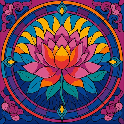 Картина по номерам Лотос та вітраж (30х30 см), бренду Ідейка - KUBIX