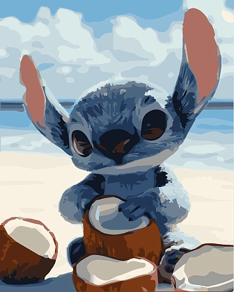 Картина по номерам Стич с кокосами (40х50 см), бренду Artissimo - KUBIX