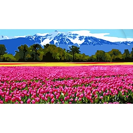 Картина по номерам Краєвид з тюльпанами (50х25 см)