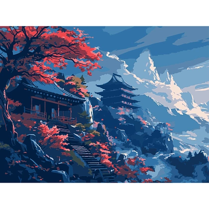 Картина за номерами Гірський спокій (30х40 см), бренду Strateg - KUBIX