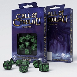 Набор кубиков Call of Cthulhu 7th Edition Black & Green Dice Set (7 шт.)