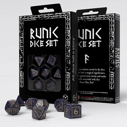 Набір кубиків Runic Mixed-blue & gold Dice Set, бренду Q-Workshop - KUBIX