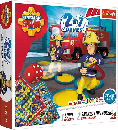 Настольная игра Пожарный Сэм: Лудо + Змейки и Лестницы 2 в 1 (Fireman Sam: Ludo + Snakes & Ladders 2 in 1), бренду Trefl, для 2-4 гравців, час гри < 30мин. - KUBIX