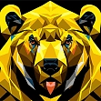 Миниатюра товара Картина по номерам Золотой многогранник медведь (40х40 см) - 1