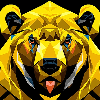 Картина по номерам Золотой многогранник медведь (40х40 см), бренду Strateg - KUBIX