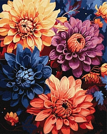 Картина по номерам Яркие георгины (40х50 см)