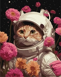 Картина по номерам Котик у космосі (40х50 см)