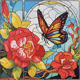 Алмазная мозаика Бабочка лета (30х30 см) не полная выкладка