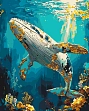 Мініатюра товару Картина по номерам Підводний світ кит (40х50 см) - 1