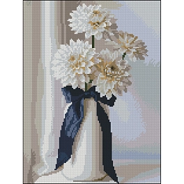 Алмазная мозаика Белые георгины (30х40 см)