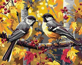 Картина по номерам Пара синичек на ветке (40х50 см)