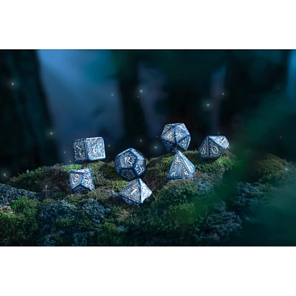 Набор кубиков Elvish Cobalt & Silver Dice Set - 5 - KUBIX