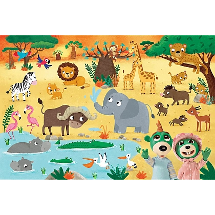 Пазл + Розмальовка. Дітки на сафарі (24 шт.), бренду Trefl - KUBIX