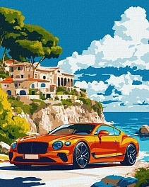 Картина по номерам Червоне авто біля моря (40х50 см)