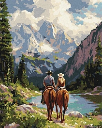 Картина по номерам Всадники в горах (40х50 см)