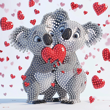 Алмазная мозаика Влюбленные коалы на бумажной основе (18х18 см), бренду Strateg - KUBIX