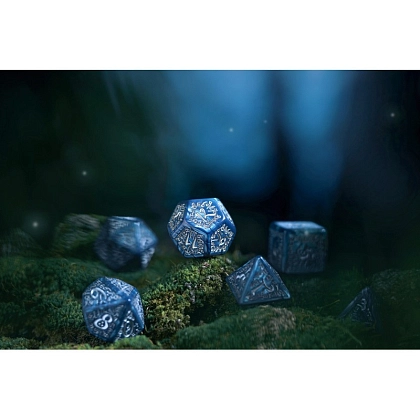 Набор кубиков Elvish Cobalt & Silver Dice Set - 3 - KUBIX