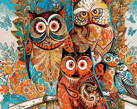 Картина по номерам Яскраві сови (40х50 см), бренду Art Craft - KUBIX
