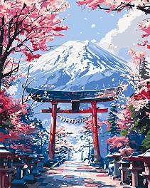 Картина по номерам Фудзияма в сакуре (40х50 см)