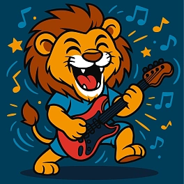 Картина по номерам Лев і гітара (25х25 см)