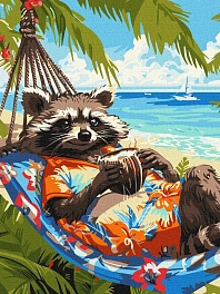 Картина по номерам Енот на отдыхе (30х40 см)