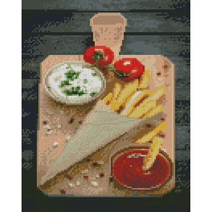 Алмазная мозаика Дощечка вкусной еды (30х40 см), бренду Strateg - KUBIX