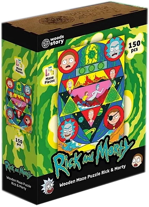 Деревянный пазл-лабиринт Rick & Morty™ Космический лабиринт XL, бренду Woods story - KUBIX